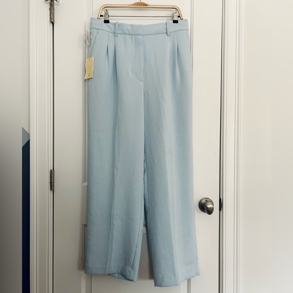 Wilfred Pants - Aritzia Wilfred Effortless Wide Leg Pants Pleated Trousers in Heatwave Blue